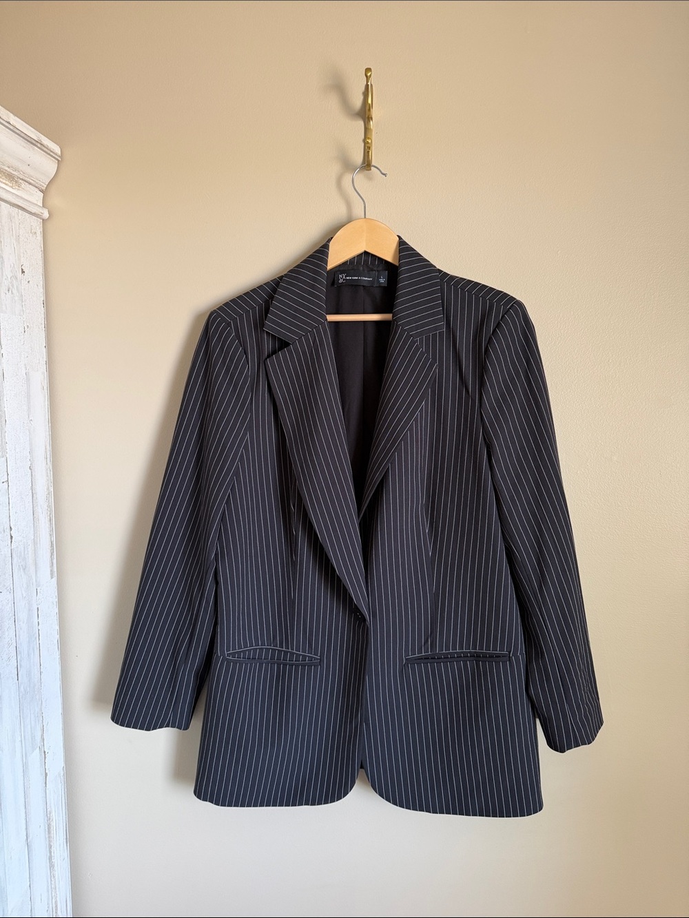 New York & Company Black Pinstripe Blazer